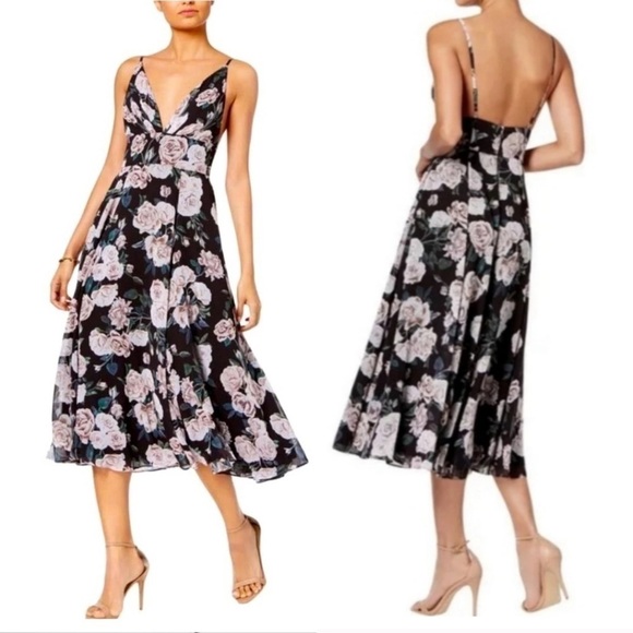 NWT Fame & Partners Gladiolus Floral Fit & Flare Midi Dress